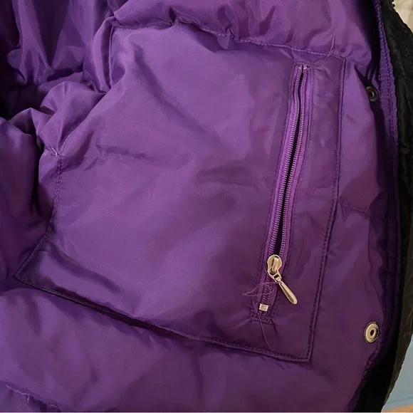 VINTAGE 80s 90s Edelweiss Skiwear Puffer Ski Jacket Snow Parka Black Pink Purple